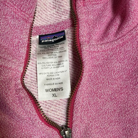 Patagonia Womens Cloud Stack Hoody Pink Size XL Style 54490 Organic Cotton EUC - Picture 8 of 10
